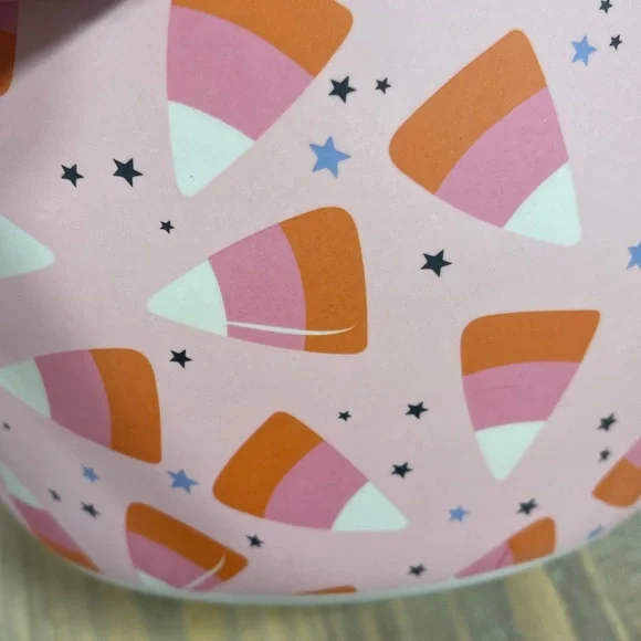 Halloween PINK Pastel Candy Corn Bamboo Fiber Trick or Treat Bowl 🎃🩷 10” NeW - Picture 4 of 5